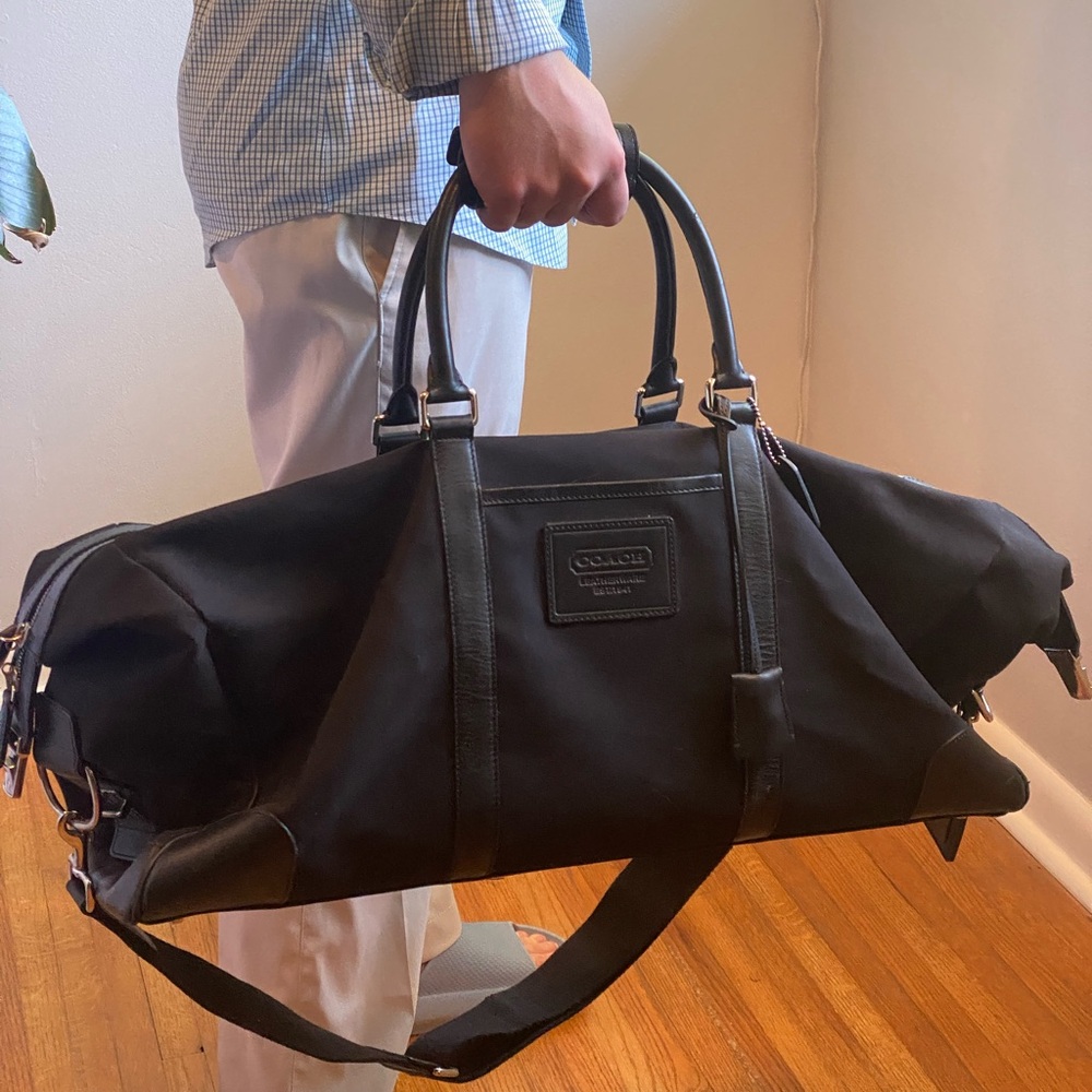 Vintage COACH Black Canvas & Leather-trimmed Carry-on Duffel Bag No C3L-5962
